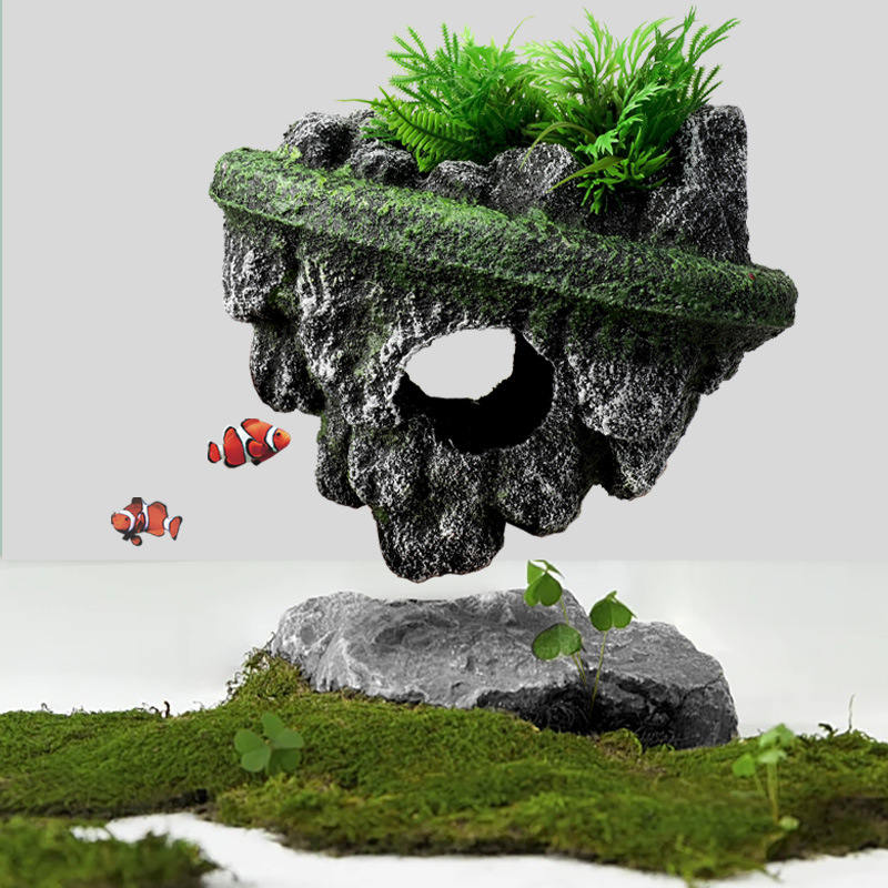 Planted Aquarium With Rocks - Zawieszany akwarium na wyspie Dekoracyjny kreatywny